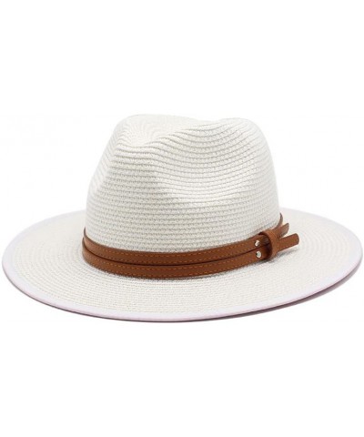 Summer Breathable Panama Straw Hat Men's and Women's Summer Hat Korean Style White Straw Hat Fengyan Sun Hats White $19.77 Su...