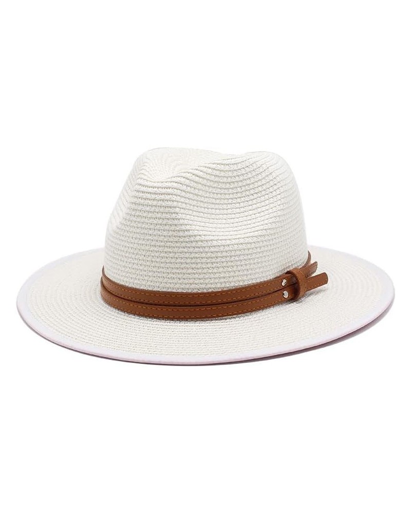 Summer Breathable Panama Straw Hat Men's and Women's Summer Hat Korean Style White Straw Hat Fengyan Sun Hats White $19.77 Su...