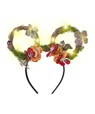 Rose Mouse Ear Headband - Woodland Branches Led Light Up Mouse Ear Headwear Crown with Squirrel and Flower for Women Girls Ha...