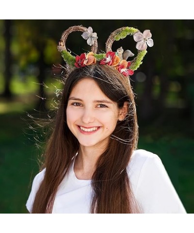 Rose Mouse Ear Headband - Woodland Branches Led Light Up Mouse Ear Headwear Crown with Squirrel and Flower for Women Girls Ha...