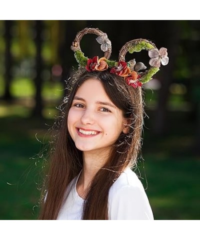 Rose Mouse Ear Headband - Woodland Branches Led Light Up Mouse Ear Headwear Crown with Squirrel and Flower for Women Girls Ha...