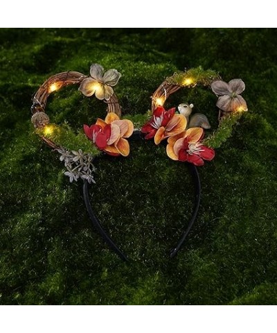 Rose Mouse Ear Headband - Woodland Branches Led Light Up Mouse Ear Headwear Crown with Squirrel and Flower for Women Girls Ha...