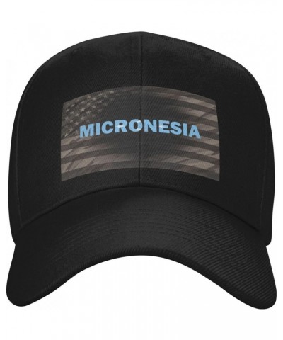 Micronesia Flag Micronesian Text Word Art Classic Duckbill Caps for Stylish Sun Protection Black $14.86 Baseball Caps