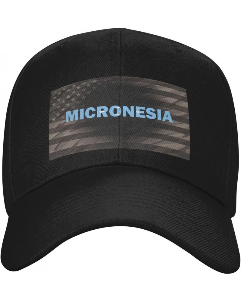 Micronesia Flag Micronesian Text Word Art Classic Duckbill Caps for Stylish Sun Protection Black $14.86 Baseball Caps