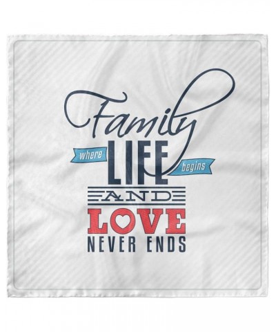 Vintage Head Scarf, Words Family Love Typo, Hair Wrap Black Pale Blue Red $14.88 Scarves