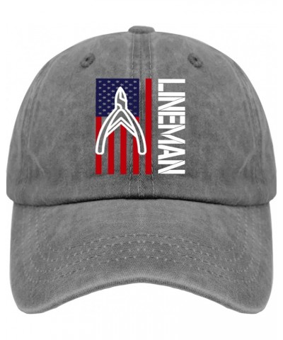 American Flag Lineman Golf Hat Womans Hat Pigment Gray Black Bucket Hat Gifts for Men Cycling Hat $12.87 Bucket Hats