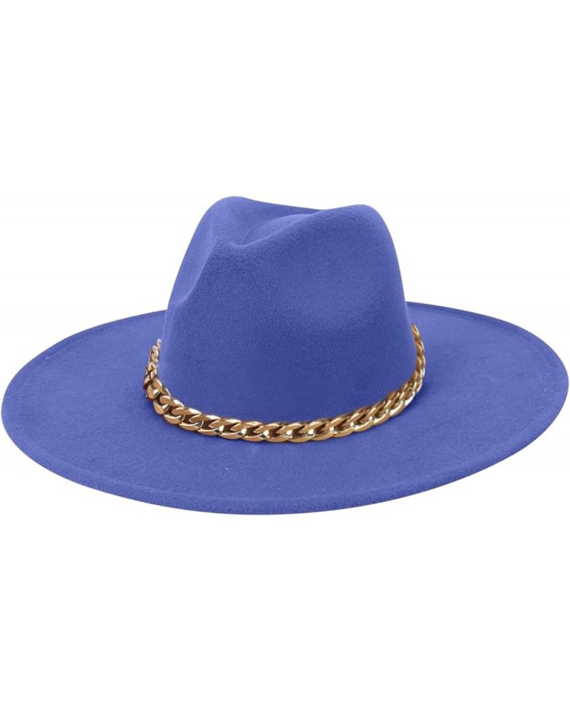 Adult Sun Solid Fashion Western Cowboy Hat Leather Windproof Hat Cowboy Hat Women E-blue $10.40 Fedoras