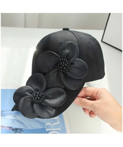 Big Flower Daily Travel Women's Sunshade Baseball Cap Women's Casual Sunshade Hat Black $27.45 Baseball Caps