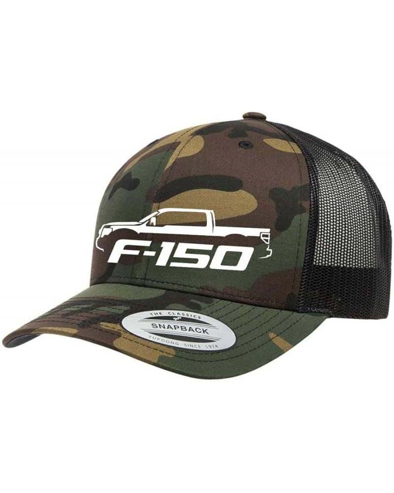 2009-14 Ford F150 Pickup Truck Fully Embroidered Yupoong 6606 Snapback Trucker Fitted Cap Camogreen-black $16.41 Baseball Caps