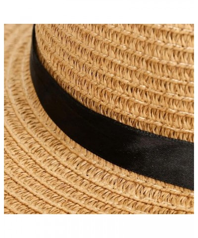 Women's Beach Sun Hat Large Brim Soft Straw Hat Summer Bow Hat Casual Sun Hat Khaki $21.27 Sun Hats