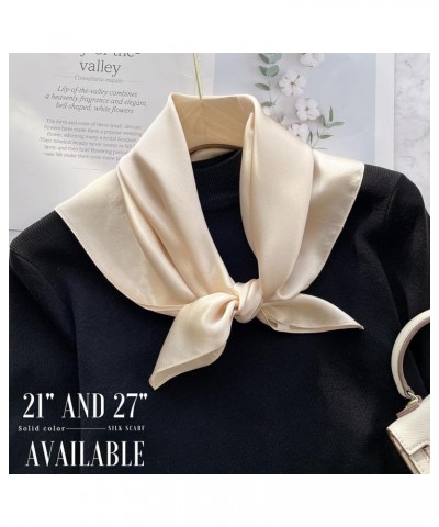 Solid Color Mulberry Silk Scarf - Lightweight 27" Square Neckerchief for Women's Neck Hair Head in Gift Wrapped Zs15. Apricot...