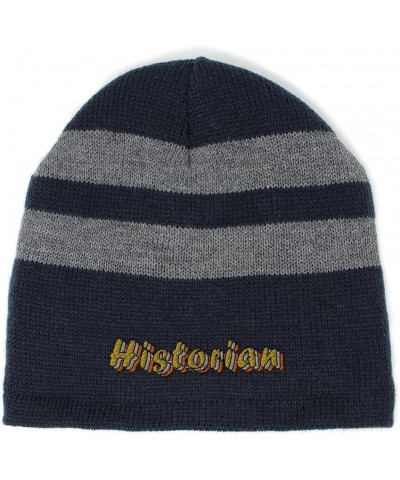 Custom Striped Beanie for Men & Women Historian Acrylic Fleece Skull Cap Hats 1 Size Navy Design Only $15.59 Skullies & Beanies