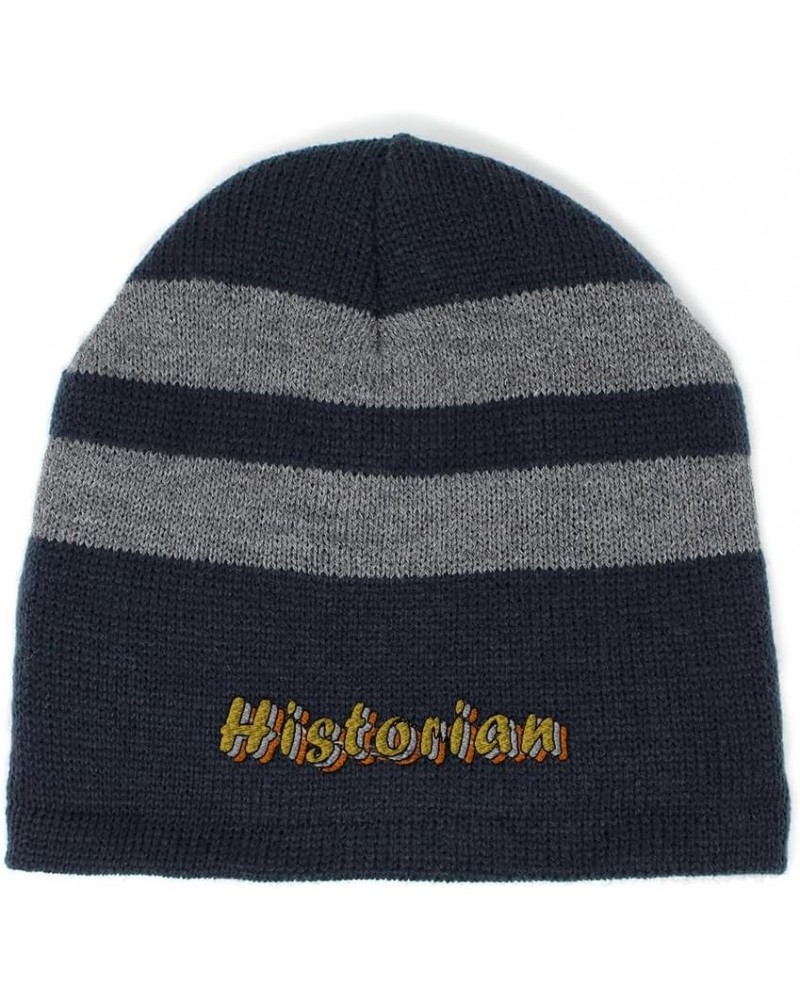 Custom Striped Beanie for Men & Women Historian Acrylic Fleece Skull Cap Hats 1 Size Navy Design Only $15.59 Skullies & Beanies