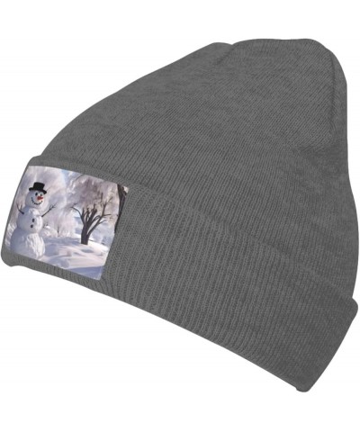 White Tree and Snowmen Printed Beanie Hat Men Women, Warm Skull Knit Cap,Black Deep Heather $10.71 Skullies & Beanies