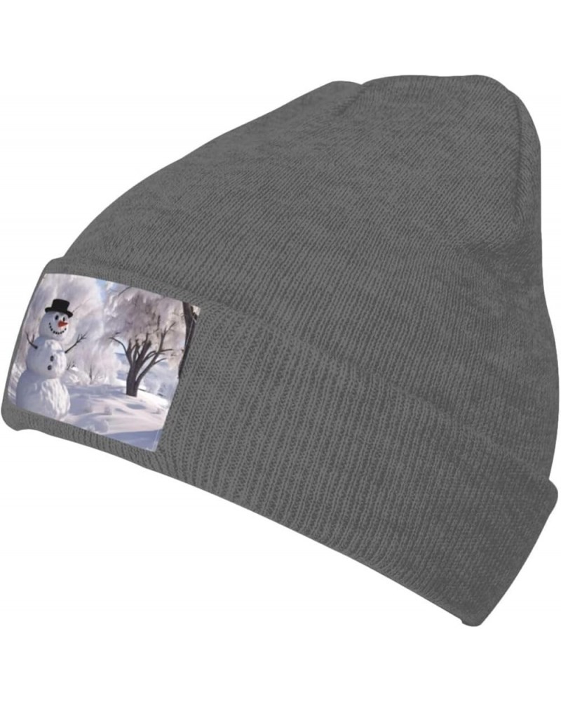 White Tree and Snowmen Printed Beanie Hat Men Women, Warm Skull Knit Cap,Black Deep Heather $10.71 Skullies & Beanies