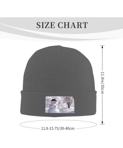 White Tree and Snowmen Printed Beanie Hat Men Women, Warm Skull Knit Cap,Black Deep Heather $10.71 Skullies & Beanies