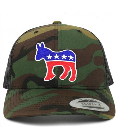 Flexfit Democratic Donkey Patch Retro Fit Trucker Mesh Cap Camo $13.20 Baseball Caps