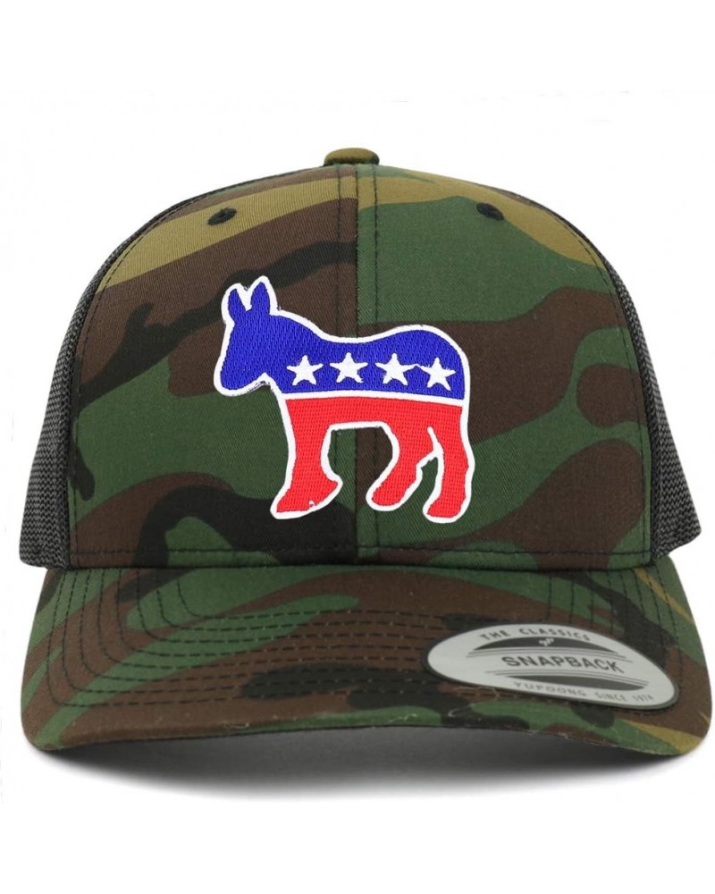 Flexfit Democratic Donkey Patch Retro Fit Trucker Mesh Cap Camo $13.20 Baseball Caps