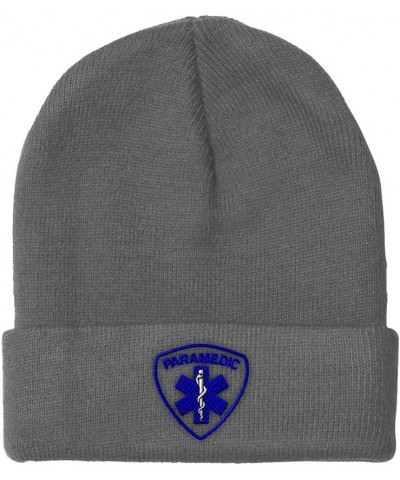 Custom Beanies for Men EMT Paramedic A Embroidery Paramedic Winter Hats for Women Acrylic Skull Cap 1 Size Light Grey Design ...