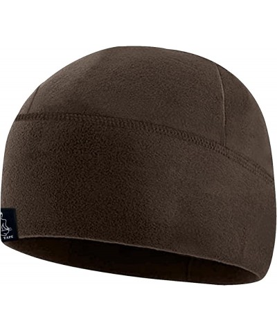 Tactical Fleece Watch Cap Beanie – Skull Cap Fleece Hat - Mens & Women Deep Brown $9.33 Skullies & Beanies