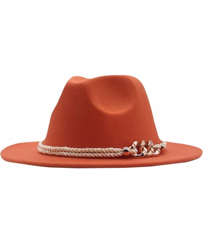 Classic Wool Fedora for Women Panama Jazz Hat Wide Floppy Bucket Fashion Elegant Belt Buckle Party Cap Orange $16.74 Fedoras