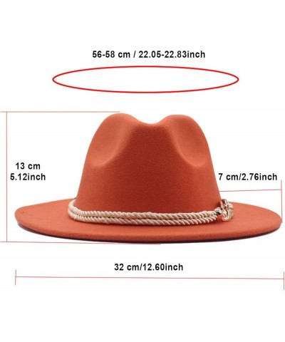 Classic Wool Fedora for Women Panama Jazz Hat Wide Floppy Bucket Fashion Elegant Belt Buckle Party Cap Orange $16.74 Fedoras