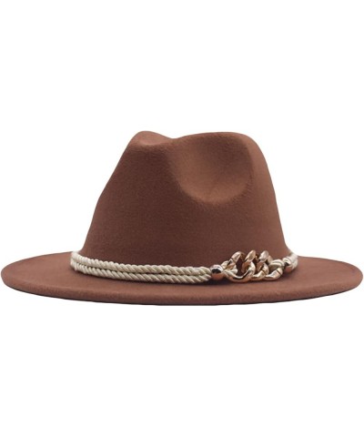 Classic Wool Fedora for Women Panama Jazz Hat Wide Floppy Bucket Fashion Elegant Belt Buckle Party Cap Orange $16.74 Fedoras