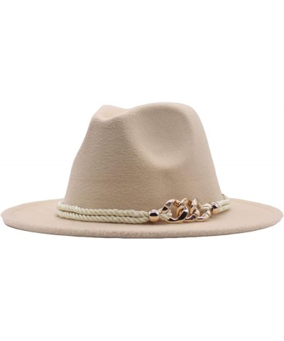 Classic Wool Fedora for Women Panama Jazz Hat Wide Floppy Bucket Fashion Elegant Belt Buckle Party Cap Orange $16.74 Fedoras