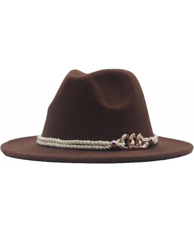 Classic Wool Fedora for Women Panama Jazz Hat Wide Floppy Bucket Fashion Elegant Belt Buckle Party Cap Orange $16.74 Fedoras