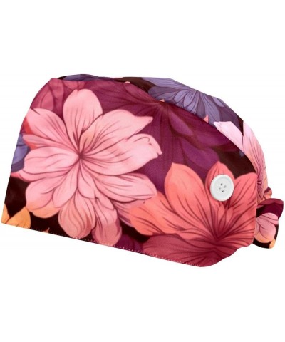 2 Packs Gourd Shaped Working Cap with Buttons Sweatband Flower Pattern Scrub Cap for Women Men Color 8 $11.65 Skullies & Beanies