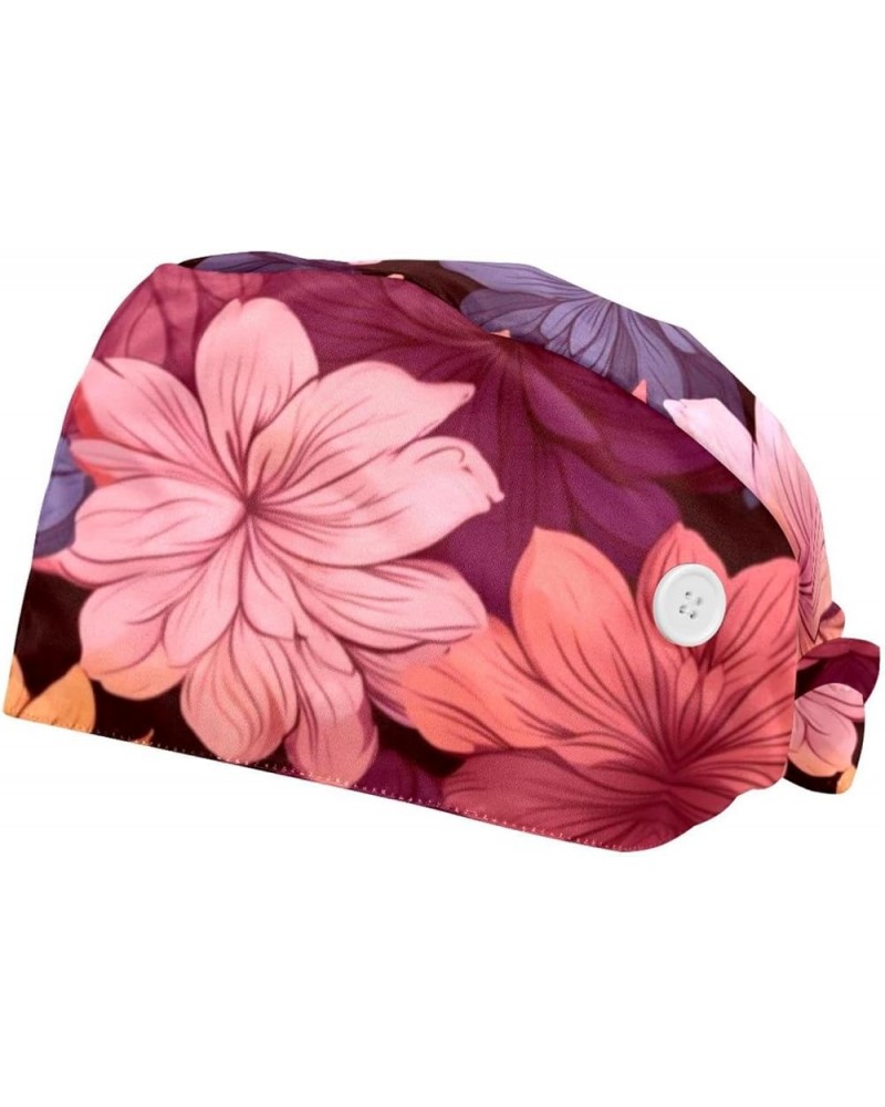 2 Packs Gourd Shaped Working Cap with Buttons Sweatband Flower Pattern Scrub Cap for Women Men Color 8 $11.65 Skullies & Beanies