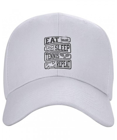 Eat Sleep Tennis Repeat Baseball Cap for Men Women Dad Hat Classic Adjustable Golf Hats White $10.50 Baseball Caps