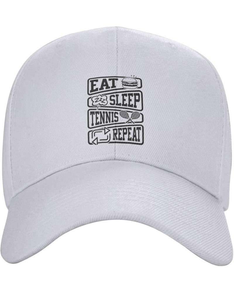 Eat Sleep Tennis Repeat Baseball Cap for Men Women Dad Hat Classic Adjustable Golf Hats White $10.50 Baseball Caps