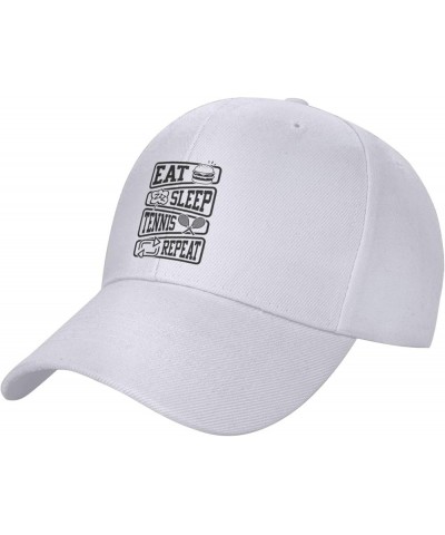 Eat Sleep Tennis Repeat Baseball Cap for Men Women Dad Hat Classic Adjustable Golf Hats White $10.50 Baseball Caps