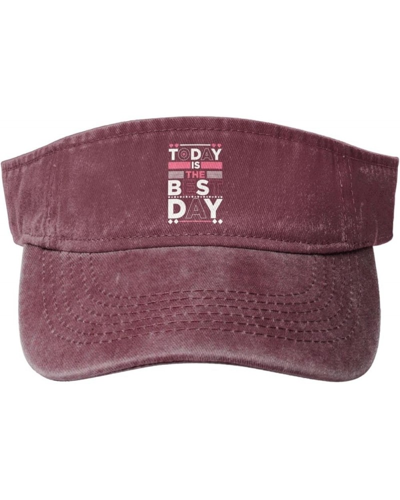 Today is The Best Day Sun Hat Sun Visor Hats for Women Men Baseball Cap Golf Hats Red $13.97 Visors