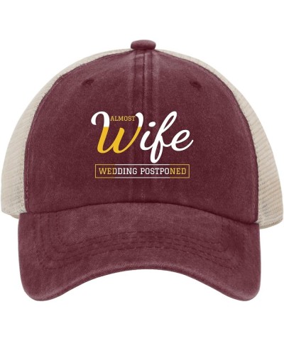 Almost Wife Wedding Postponed Trucker hat Custom Hats AllBlack Womens Hats Gifts for Her Sun Caps Wine Red02 $10.25 Sun Hats