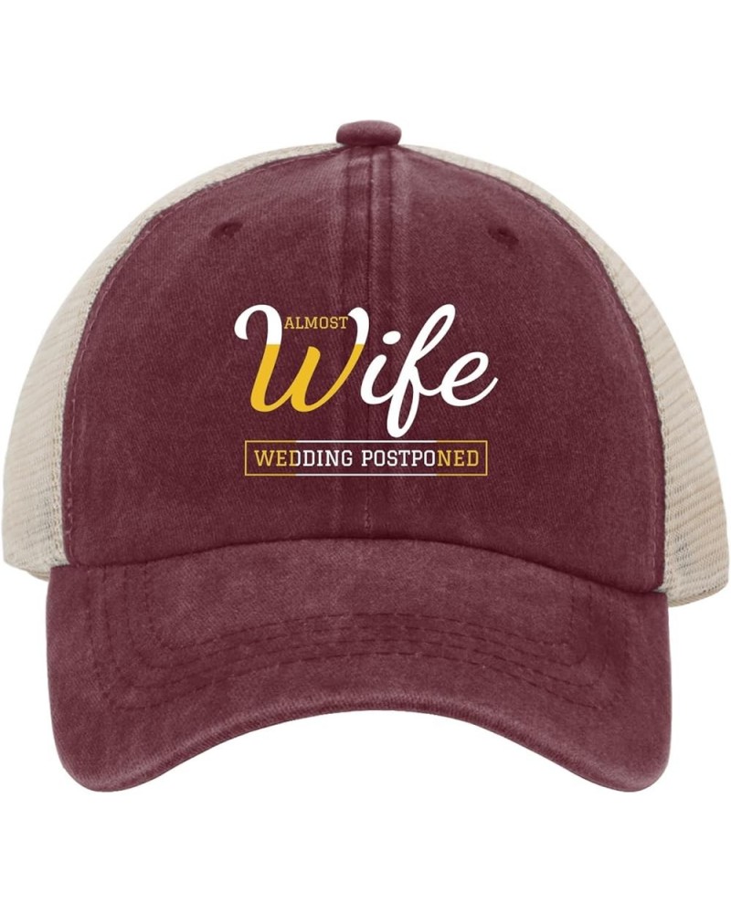 Almost Wife Wedding Postponed Trucker hat Custom Hats AllBlack Womens Hats Gifts for Her Sun Caps Wine Red02 $10.25 Sun Hats