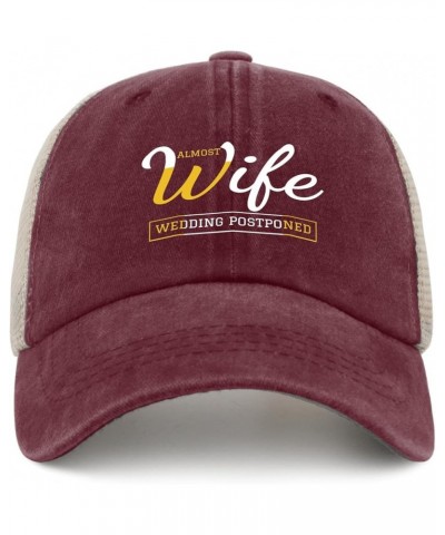 Almost Wife Wedding Postponed Trucker hat Custom Hats AllBlack Womens Hats Gifts for Her Sun Caps Wine Red02 $10.25 Sun Hats