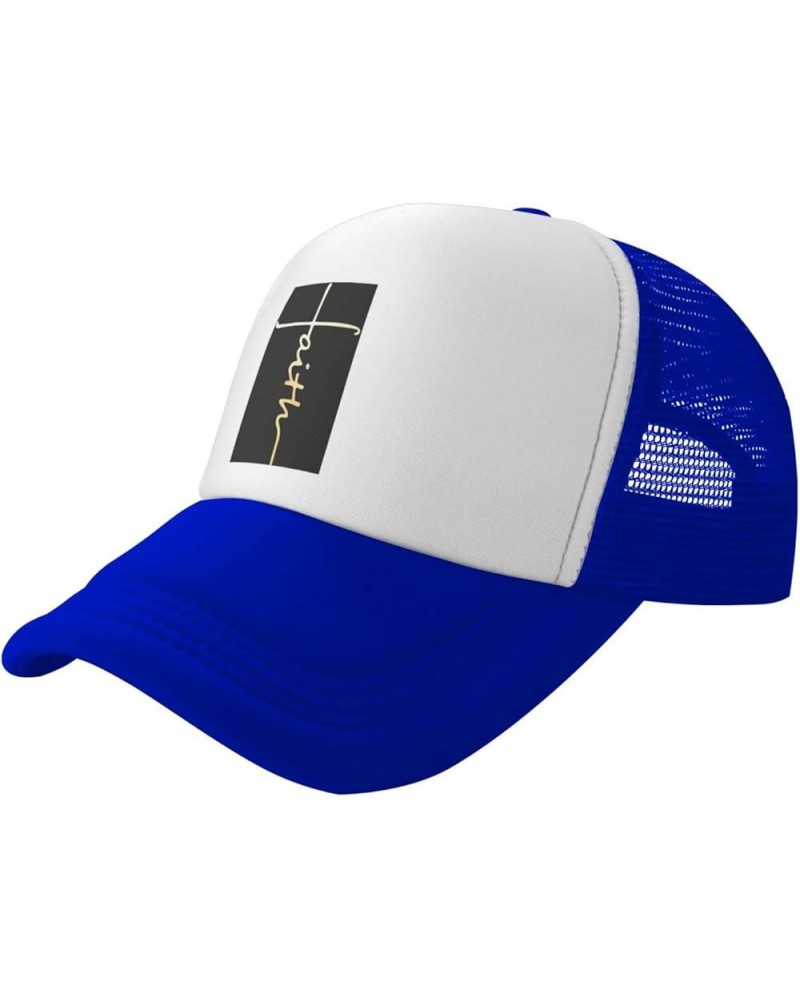 Faith Cross, Christian, Jesus Trucker hat Men Baseball Cap Black Hats Sun Dad Hat Women Cowboy hat Blue $10.14 Baseball Caps