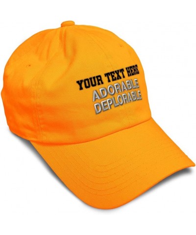 Custom Soft Baseball Cap Adorable Deplorable B Embroidery Funny Twill Cotton Dad Hats for Men & Women Orange Personalized Tex...