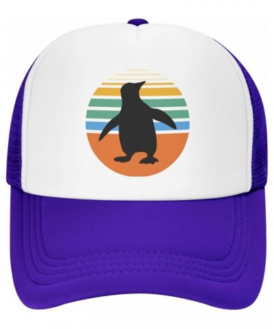 Vintage Penguin Mesh Baseball Cap, Adjustable Trucker Hat Snapback Classic Hat for Men Women Purple $9.65 Baseball Caps