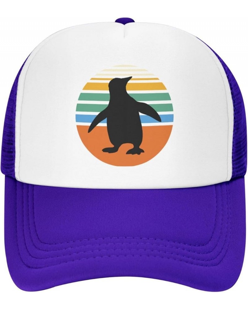 Vintage Penguin Mesh Baseball Cap, Adjustable Trucker Hat Snapback Classic Hat for Men Women Purple $9.65 Baseball Caps