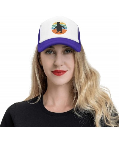 Vintage Penguin Mesh Baseball Cap, Adjustable Trucker Hat Snapback Classic Hat for Men Women Purple $9.65 Baseball Caps