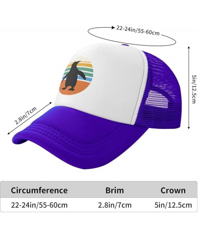 Vintage Penguin Mesh Baseball Cap, Adjustable Trucker Hat Snapback Classic Hat for Men Women Purple $9.65 Baseball Caps