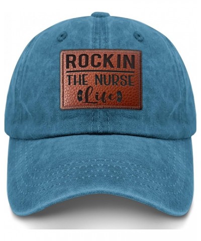 Rockin The Nurse Life Dad hat Funny Cycling Caps Gifts for Dad Who Like Engraved,Cycling Caps Suitable for Streetwear Cyan Bl...