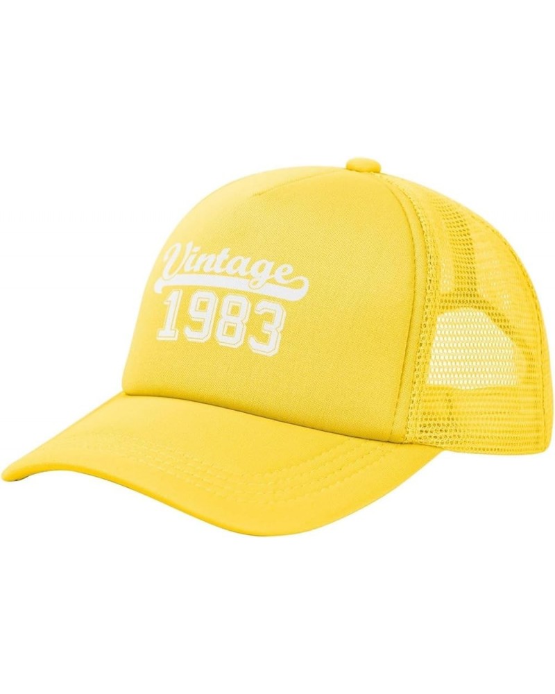 Funny Vintage 1983 40th Birthday Gifts Trucker Hat Women Mesh Baseball Cap Cowboy Hat Men Dad Hat Snapback Hat Black Yellow $...