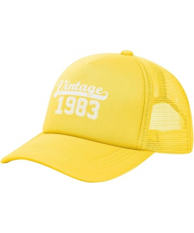 Funny Vintage 1983 40th Birthday Gifts Trucker Hat Women Mesh Baseball Cap Cowboy Hat Men Dad Hat Snapback Hat Black Yellow $...