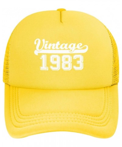 Funny Vintage 1983 40th Birthday Gifts Trucker Hat Women Mesh Baseball Cap Cowboy Hat Men Dad Hat Snapback Hat Black Yellow $...