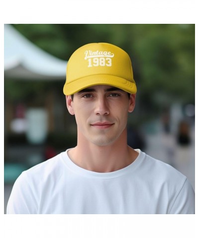 Funny Vintage 1983 40th Birthday Gifts Trucker Hat Women Mesh Baseball Cap Cowboy Hat Men Dad Hat Snapback Hat Black Yellow $...