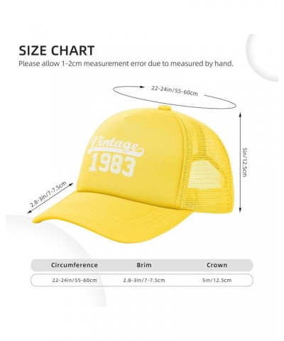 Funny Vintage 1983 40th Birthday Gifts Trucker Hat Women Mesh Baseball Cap Cowboy Hat Men Dad Hat Snapback Hat Black Yellow $...